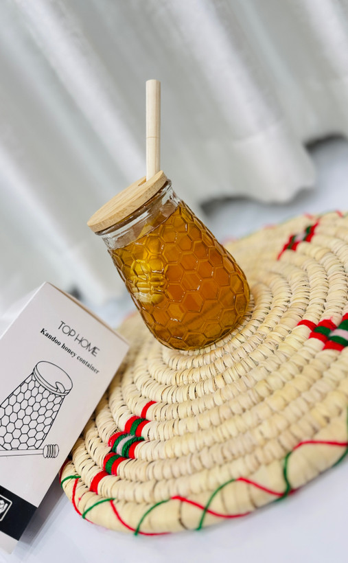 ظرف عسل شیشه ای تاپ هوم مدل کندو / عسل خوری تاپ هوم